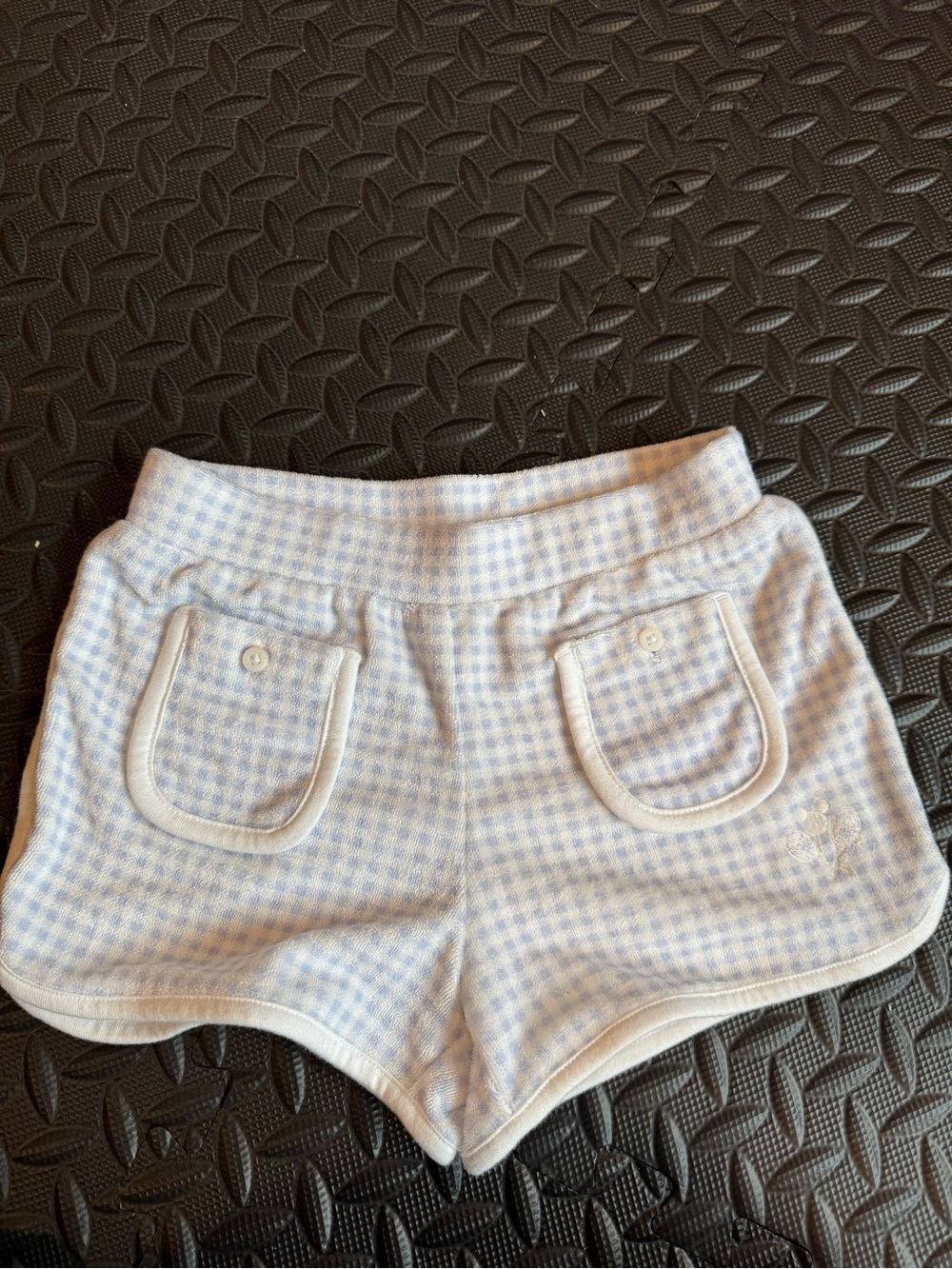 Disney x Janie & Jack blue gingham terry shorts sz 6